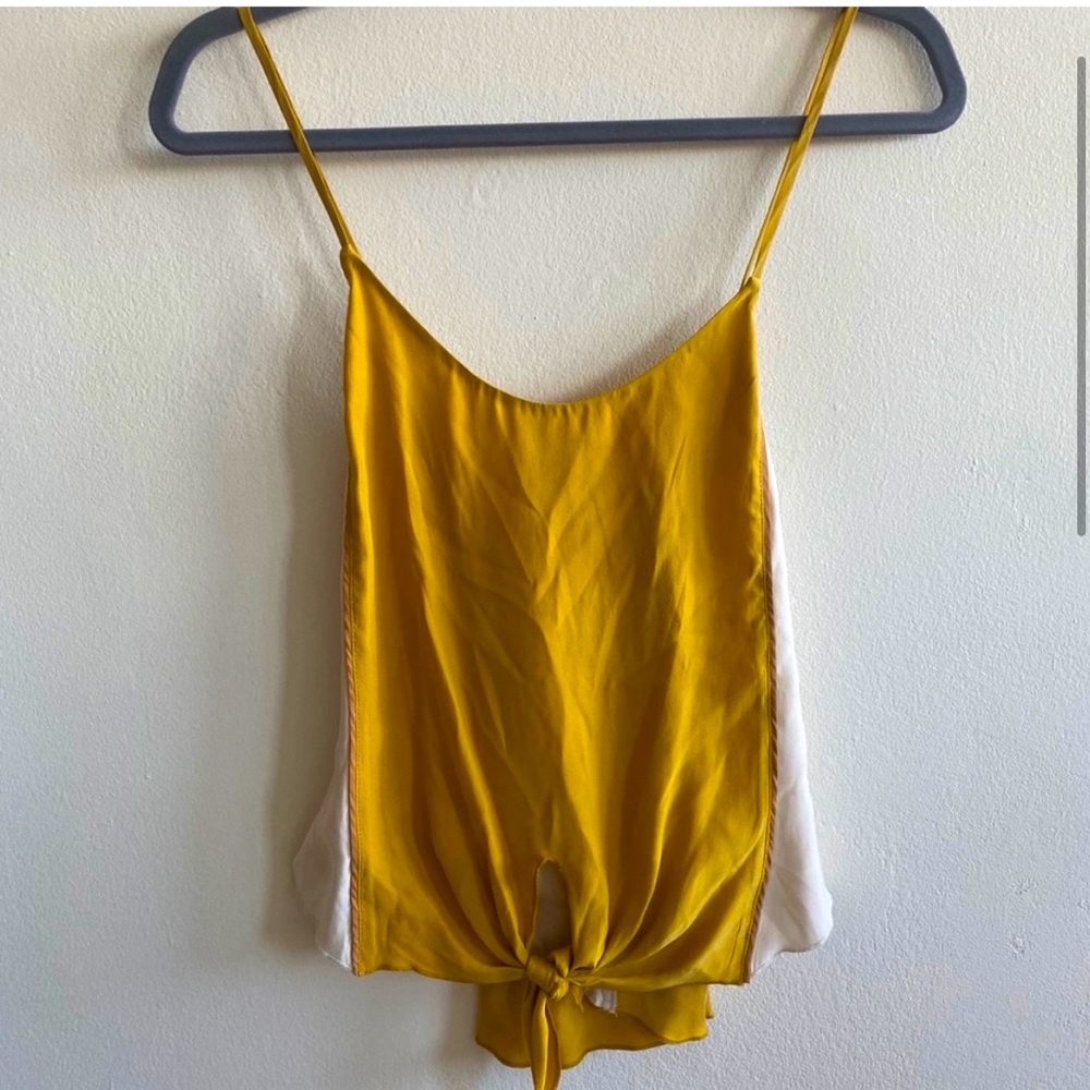 Aritzia Le Fou Wilfred Mustard 100% Silk Blouse